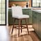 Armen Living Basila Swivel Counter Stool in Brown Oak Wood Finish with Beige Fabric 840254332171 - alternate 8
